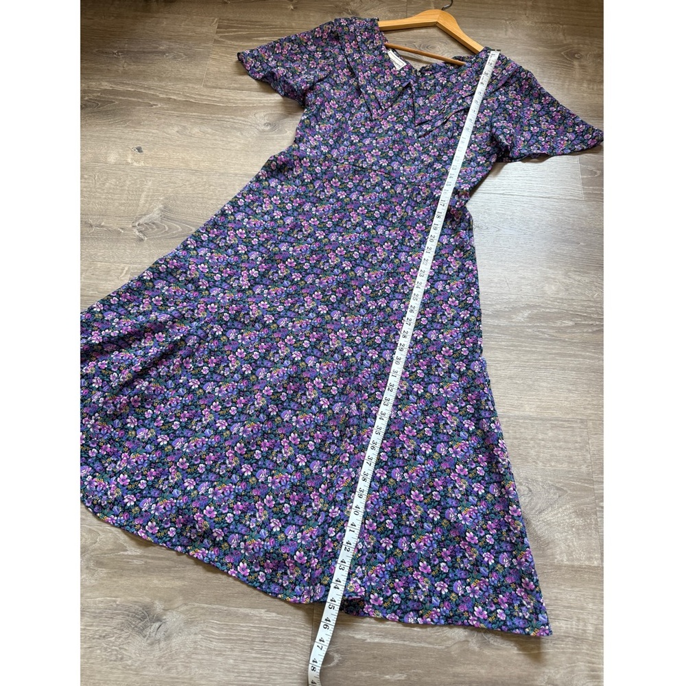 VINGTAGE- Karinstevens Floral Purple Dress- Petites size 6 - Picture 9 of 13